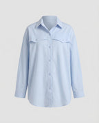 Oversized Blouse Top Women with Breast Pockets-Fashion Glam