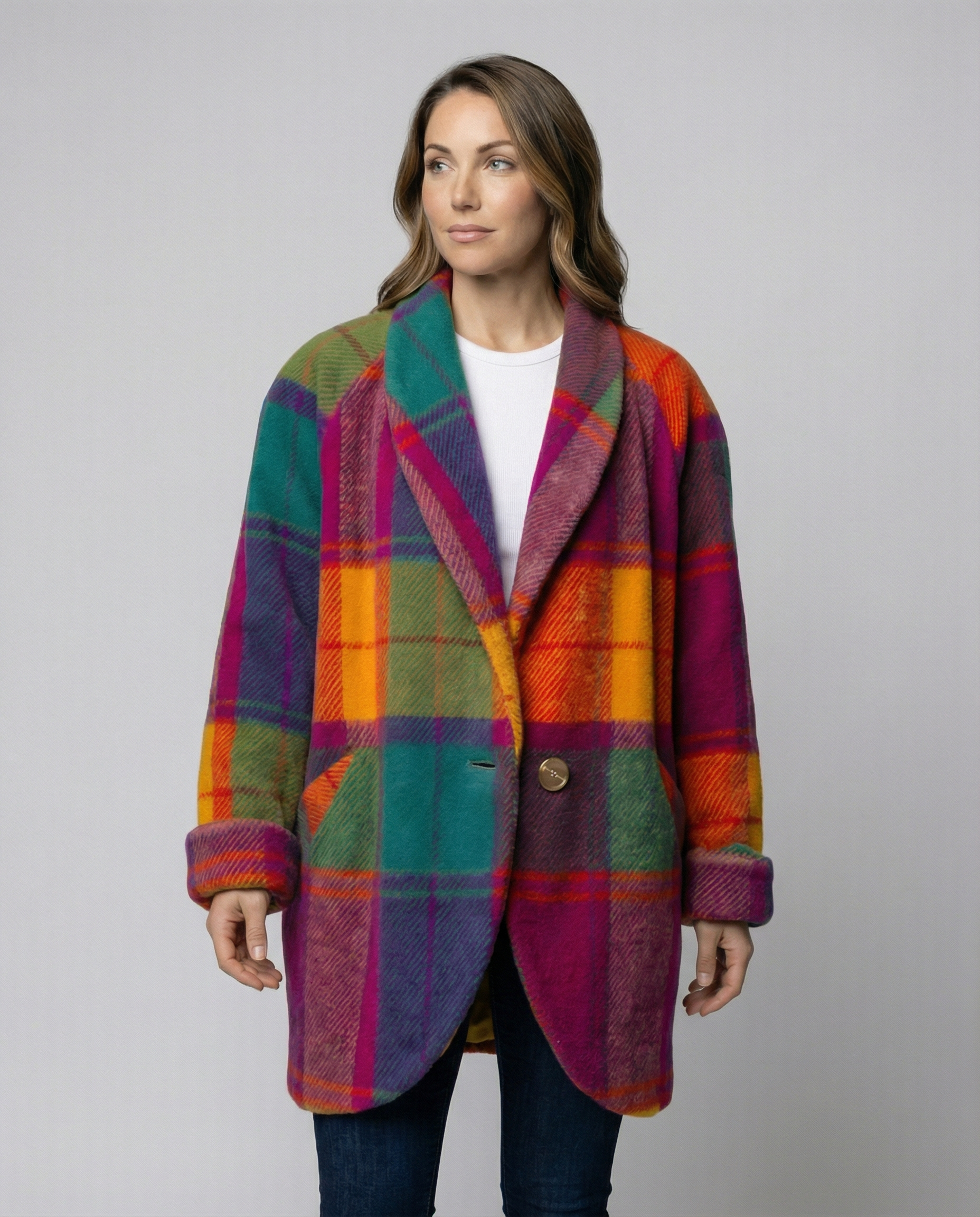 Oversized Check Pattern Women's Jacket-Fashion Glam