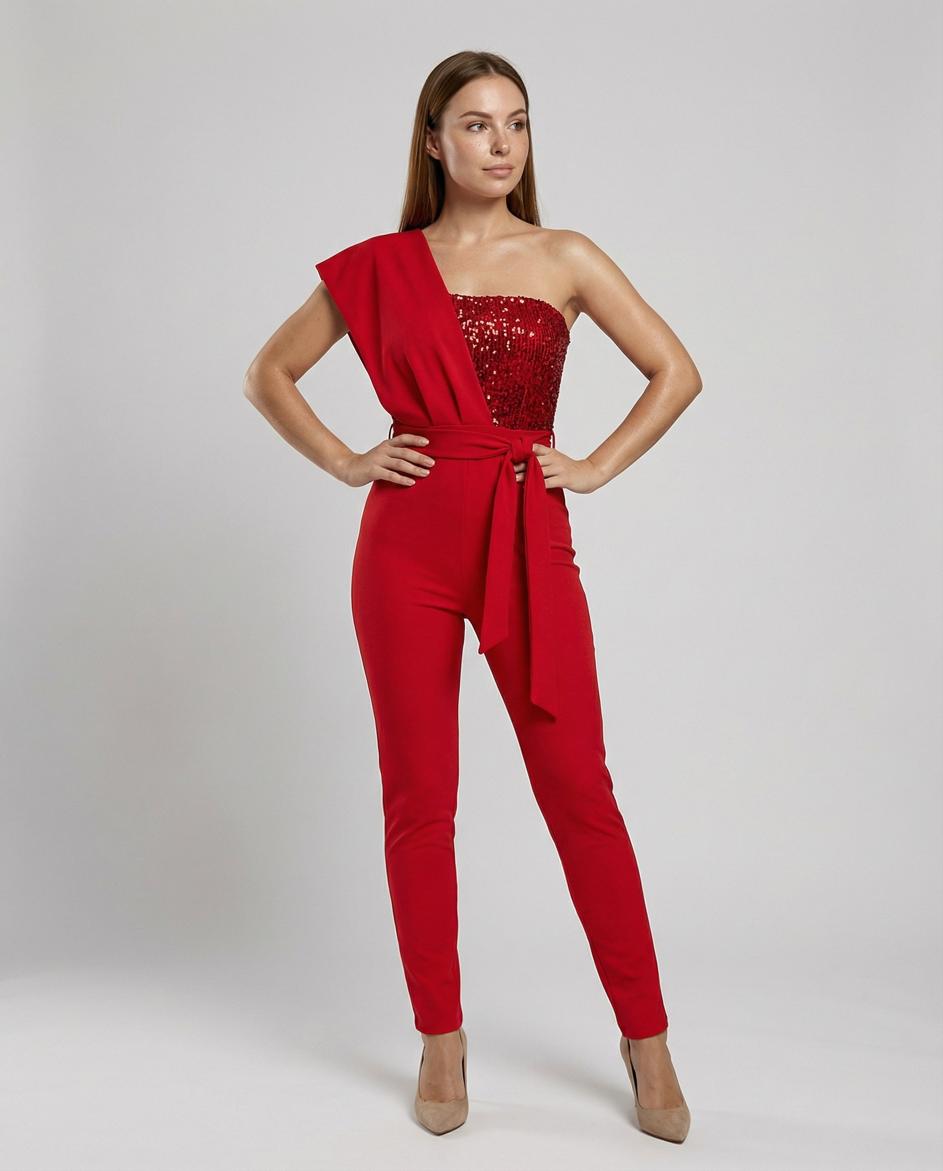 Patchwork Sequin Jumpsuit Women-Fashion Glam