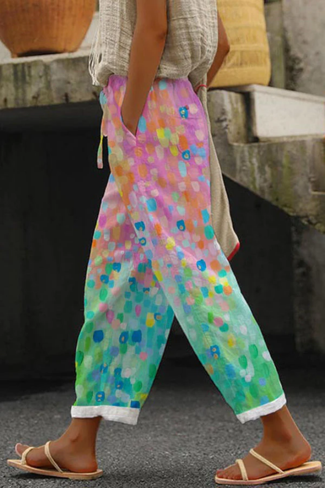 Fashion Glam | Casual Unique Printed Button Pocket Pants