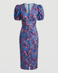 Women's evening dress with voluminous puff sleeves