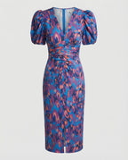 Women's evening dress with voluminous puff sleeves