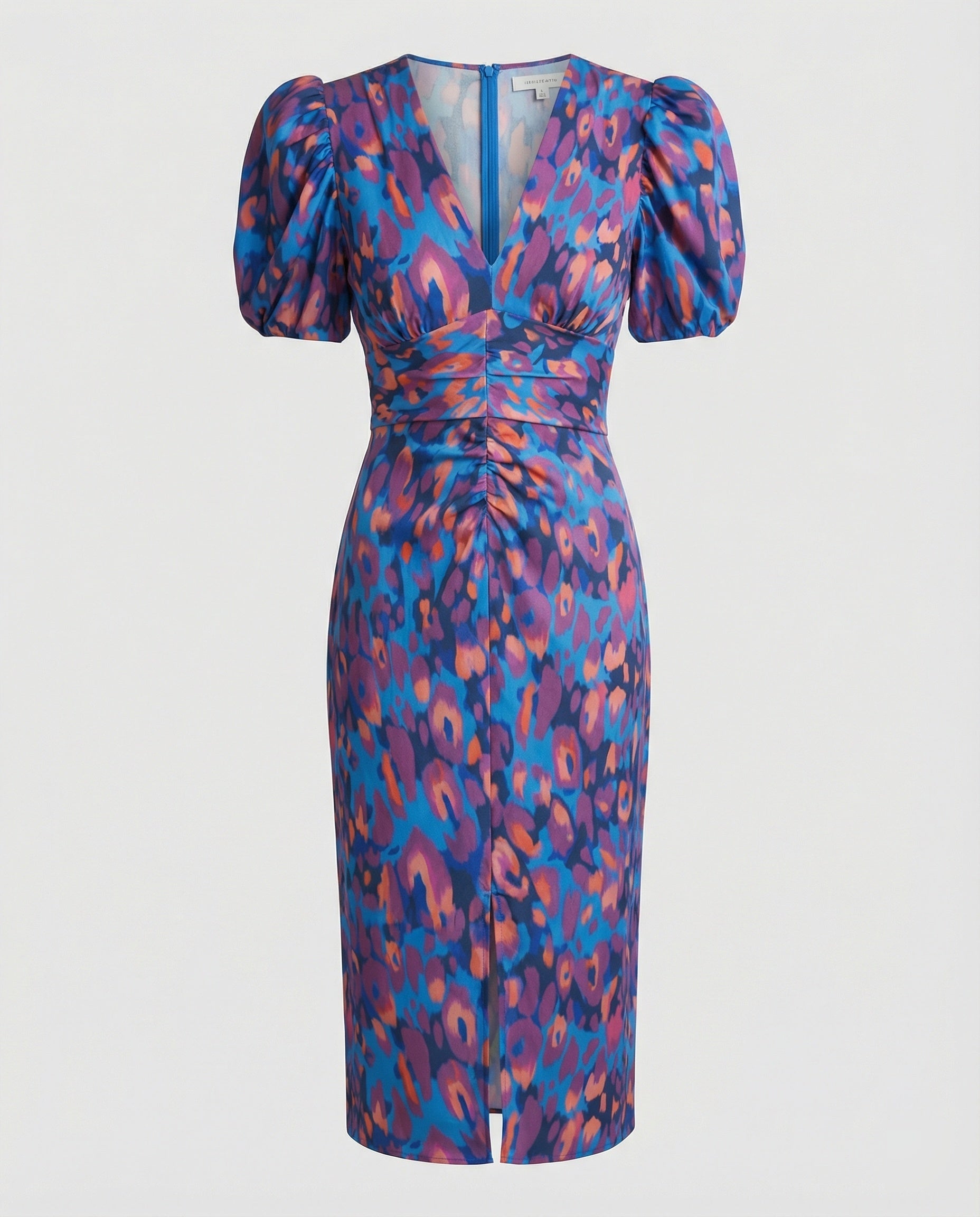 Women's evening dress with voluminous puff sleeves