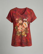 Blouses Tunic V-Neck Women Floral