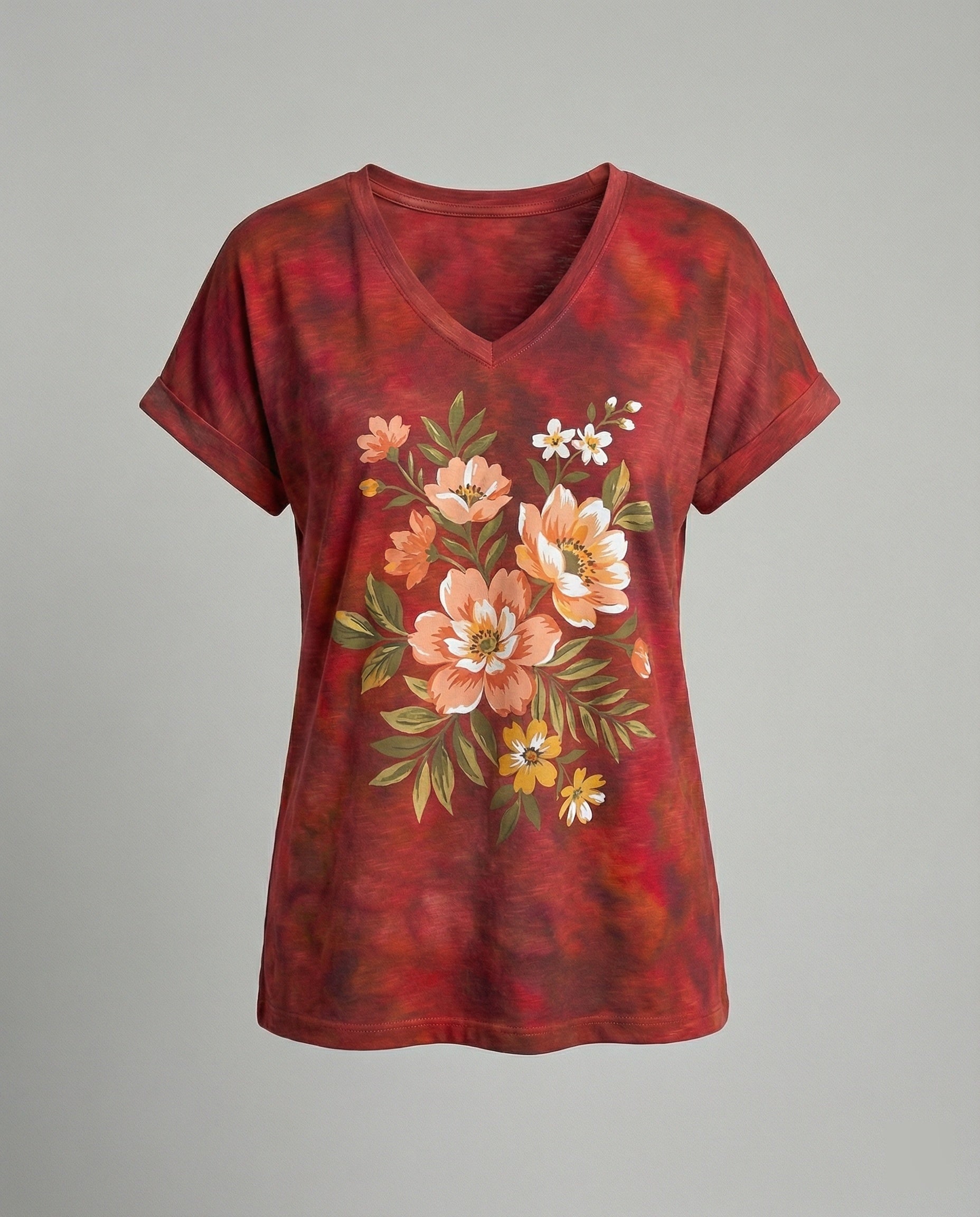 Blouses Tunic V-Neck Women Floral