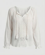 Women Boho Blouse Top with Lace Summer