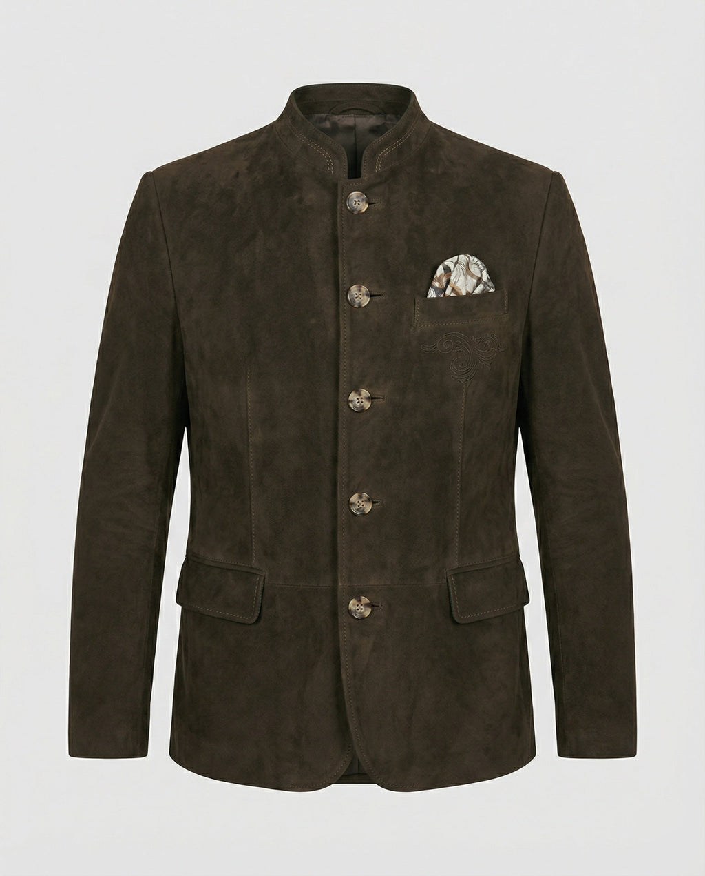 Men's suede jacket with decorative buttons