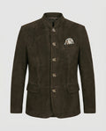 Men's suede jacket with decorative buttons