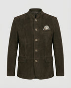 Men's suede jacket with decorative buttons