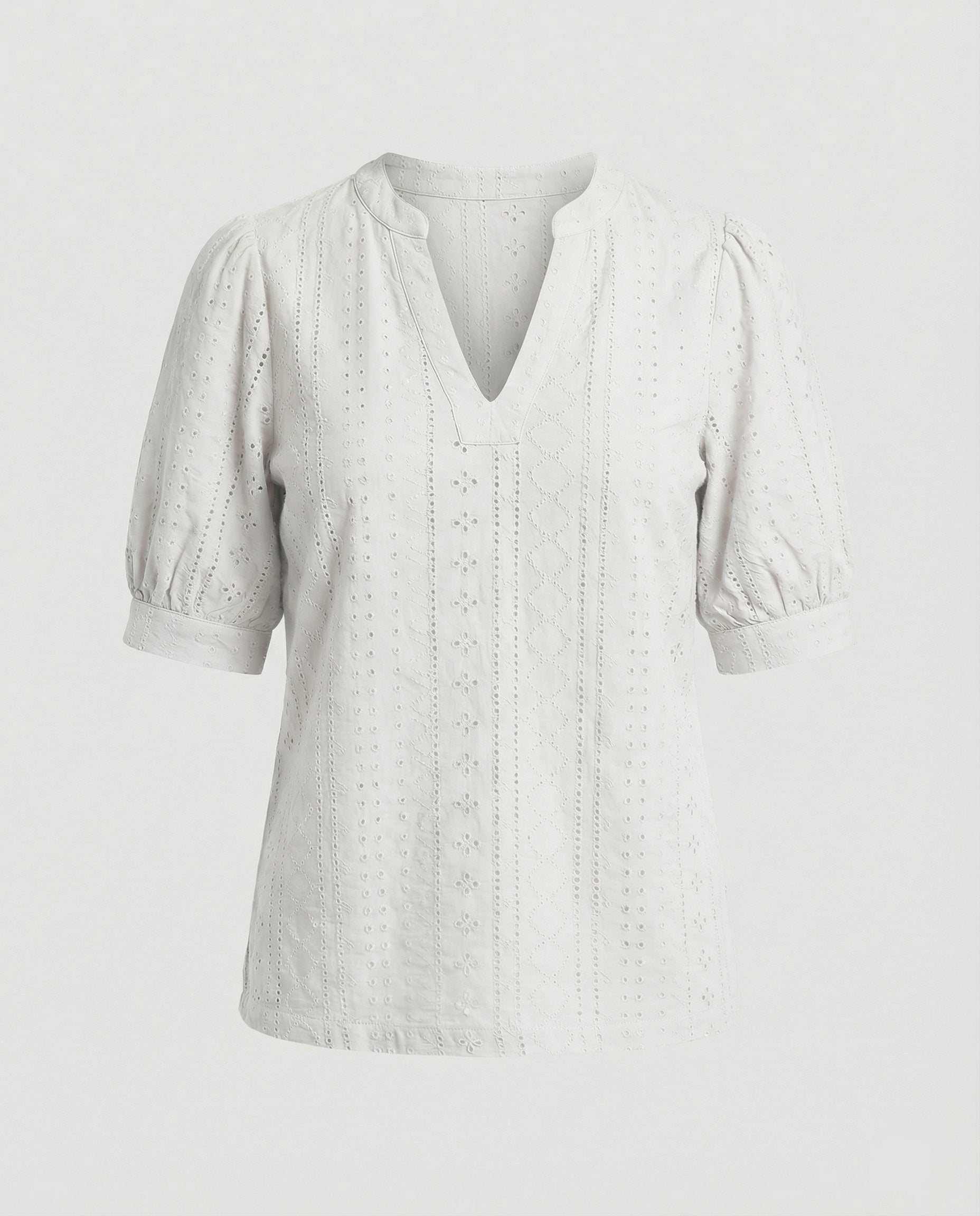 Ladies Lace Embroidery Blouse Top with Puff Sleeves