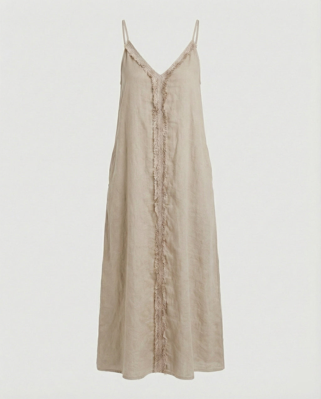 Women’s maxi dress with casual V-neckline and side pockets