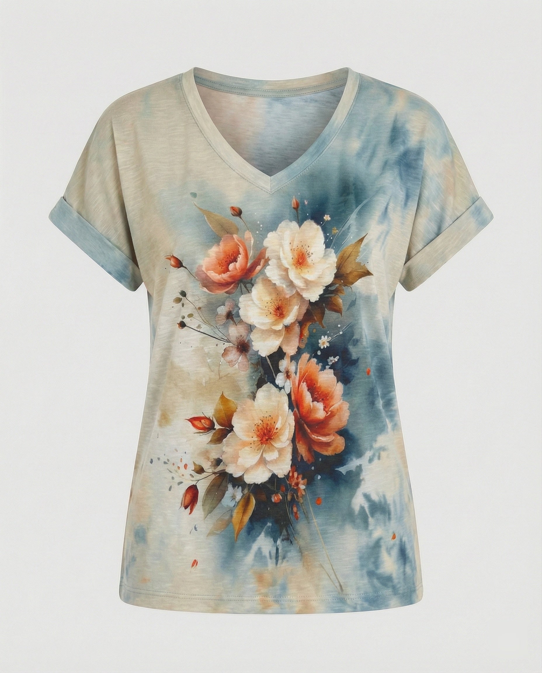 Blouses Tunic V-Neck Women Floral