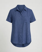 Short Sleeve Blouse Top Women with Chest Pocket