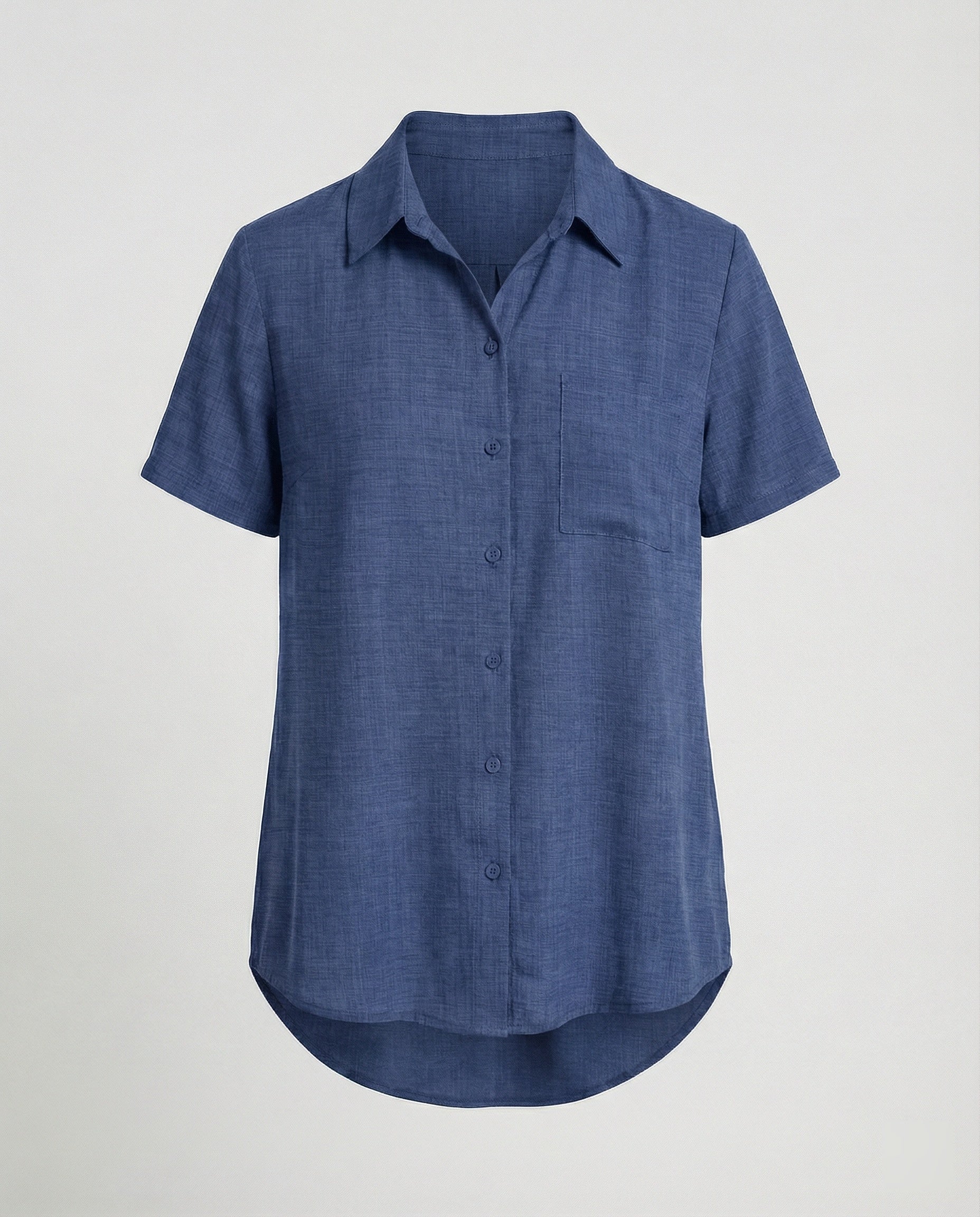 Short Sleeve Blouse Top Women with Chest Pocket