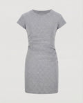 Figure-hugging mini dress with round neck and gathers for summer