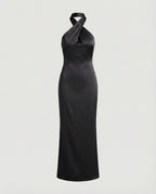 Women's Elegant Evening Dress with Asymmetrical Halter Neck and Figure-Flattering Cut