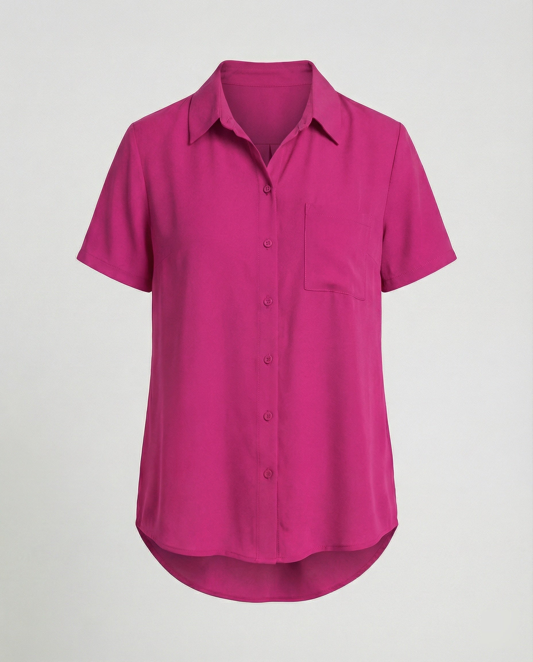 Short Sleeve Blouse Top Women with Chest Pocket