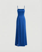 Women Elegant Evening Dress with Flowing Skirt and Deep Slit