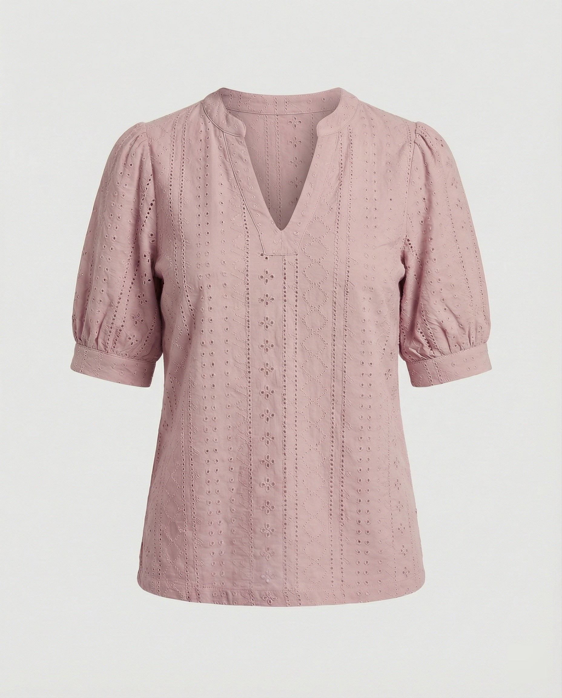Ladies Lace Embroidery Blouse Top with Puff Sleeves