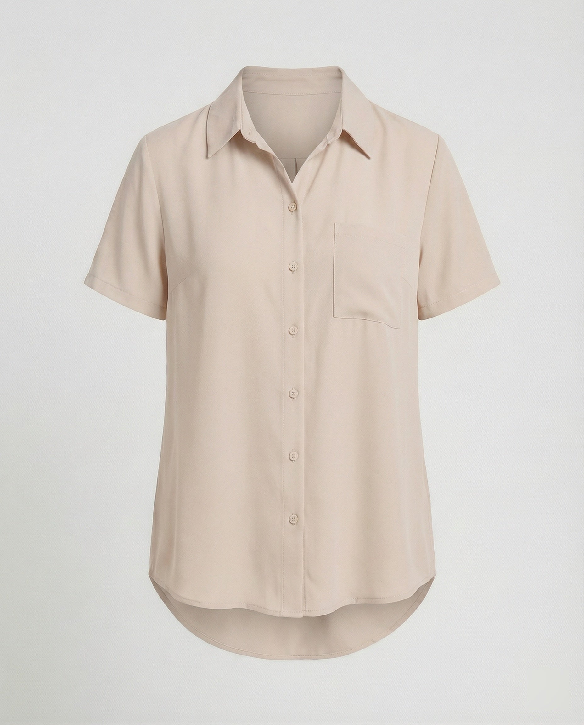 Short Sleeve Blouse Top Women with Chest Pocket