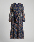 Women's blouse dress with floral design and adjustable belt
