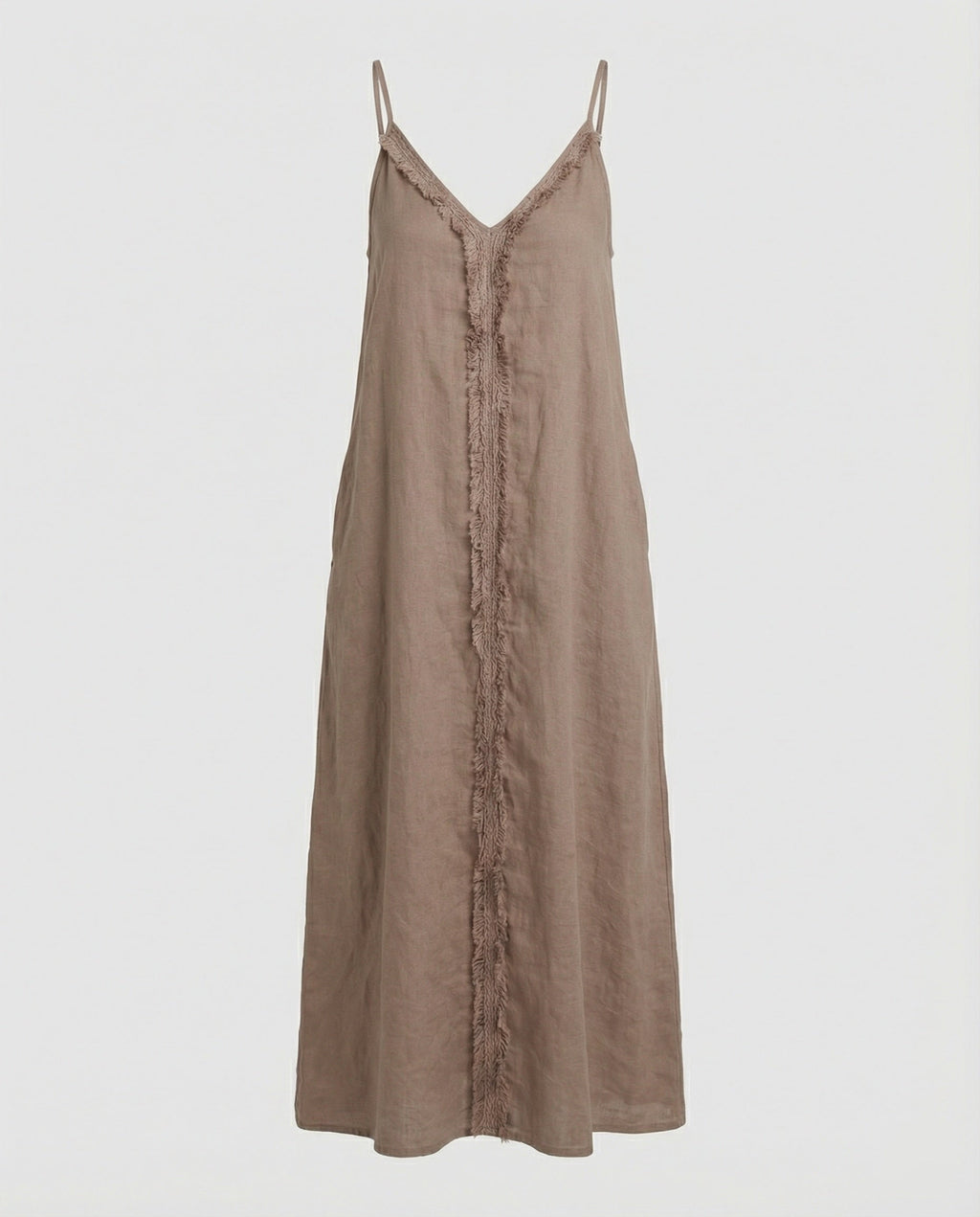 Women’s maxi dress with casual V-neckline and side pockets