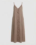 Women’s maxi dress with casual V-neckline and side pockets
