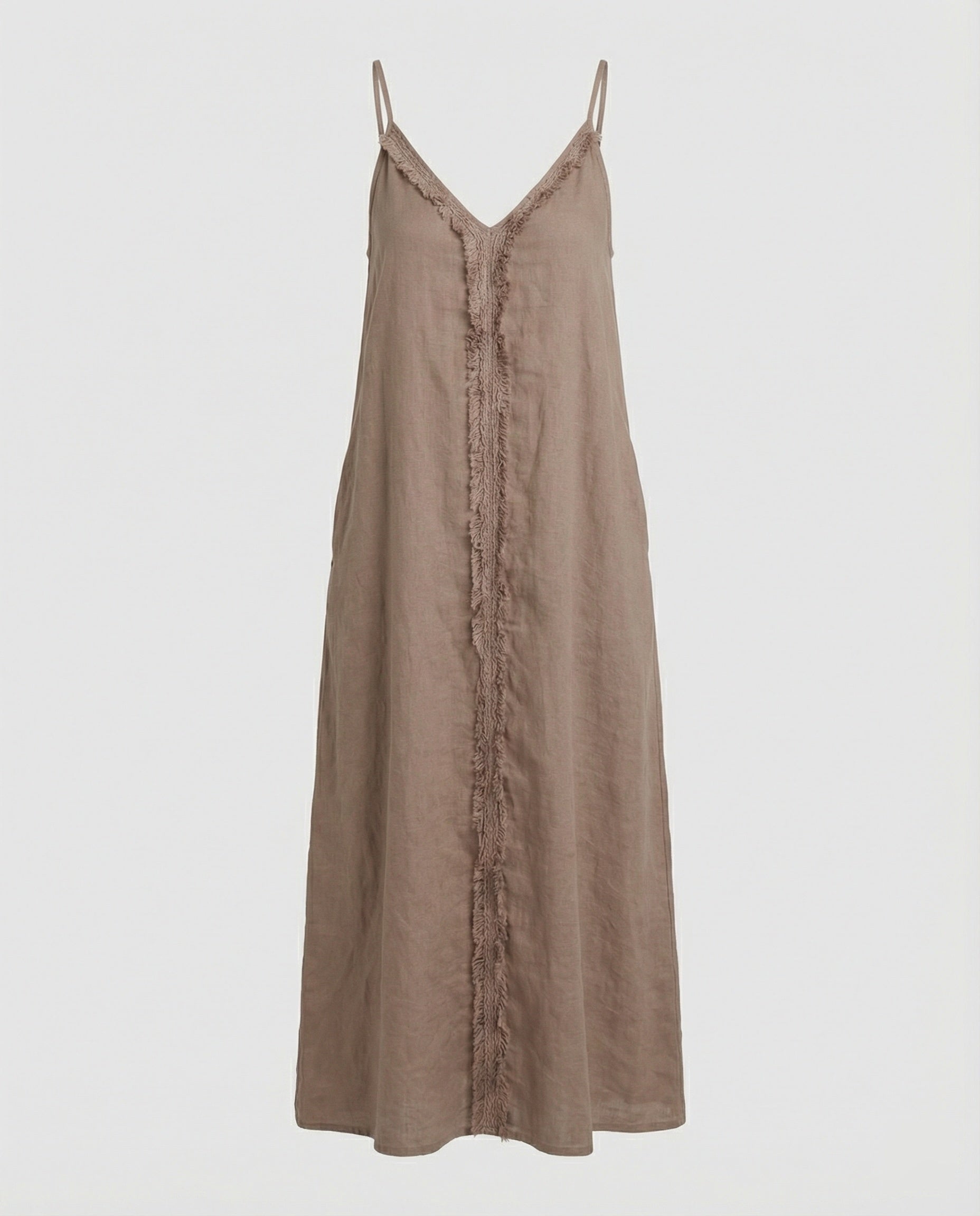Women’s maxi dress with casual V-neckline and side pockets