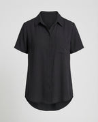 Short Sleeve Blouse Top Women with Chest Pocket