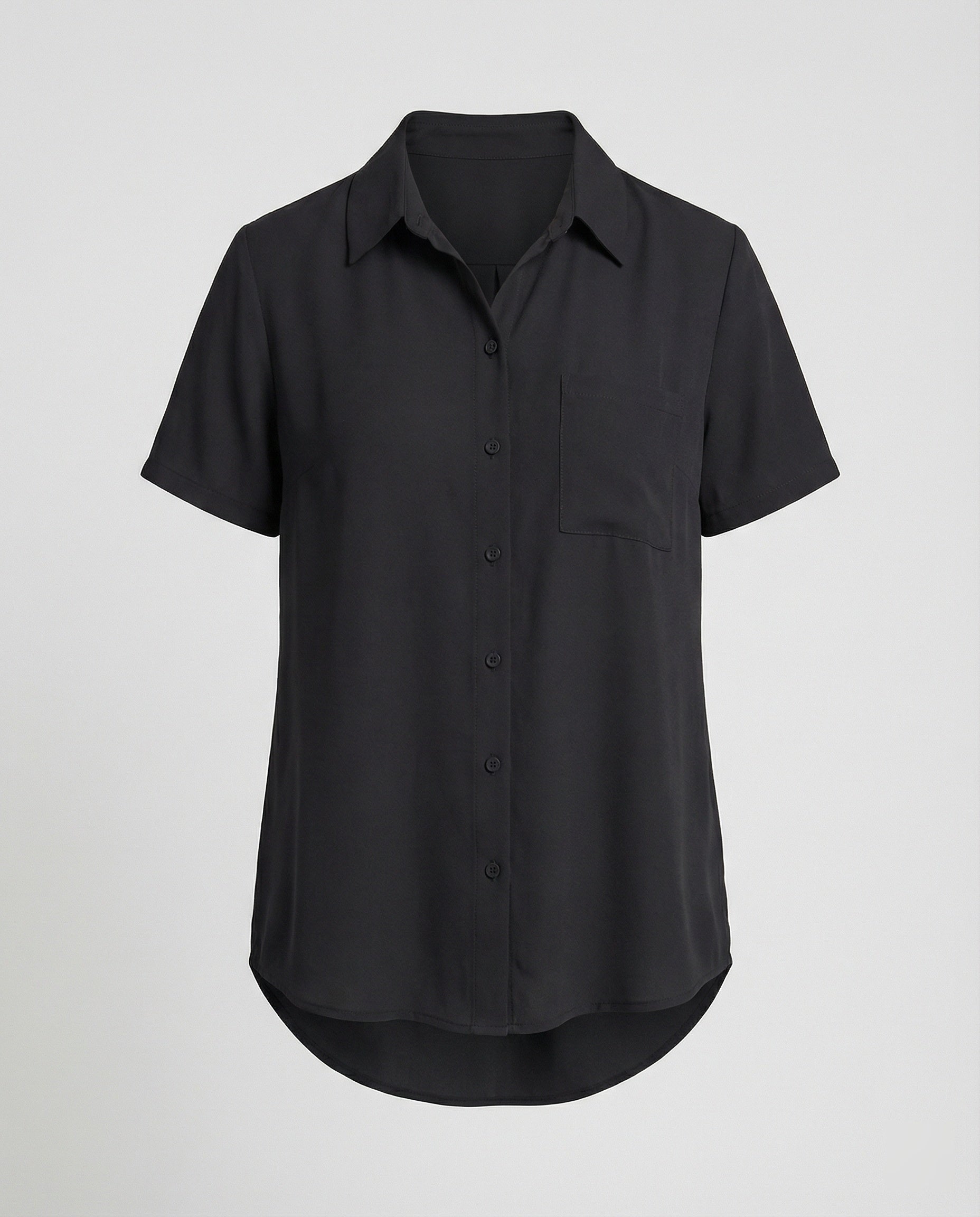 Short Sleeve Blouse Top Women with Chest Pocket