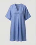 Women's casual linen maxi dress with V-neck and wide-cut sleeves