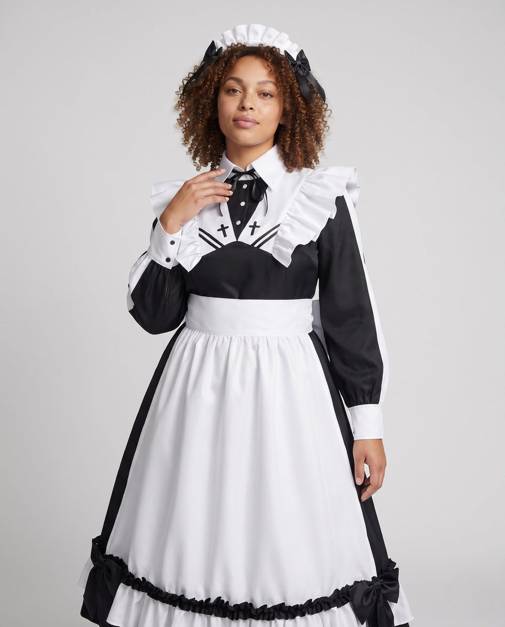 Women's costume dress with ruffle details and elegant accessories Fashion Glam