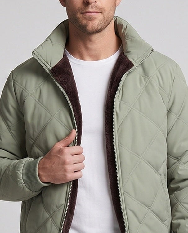Herren Isolierte Stepp-Bomberjacke mit Kunstfell-Innenfutter und Hochkragen Fashion Glam