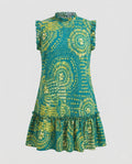 Ruffled Dress Sleeveless Boho Print Women-Fashion Glam