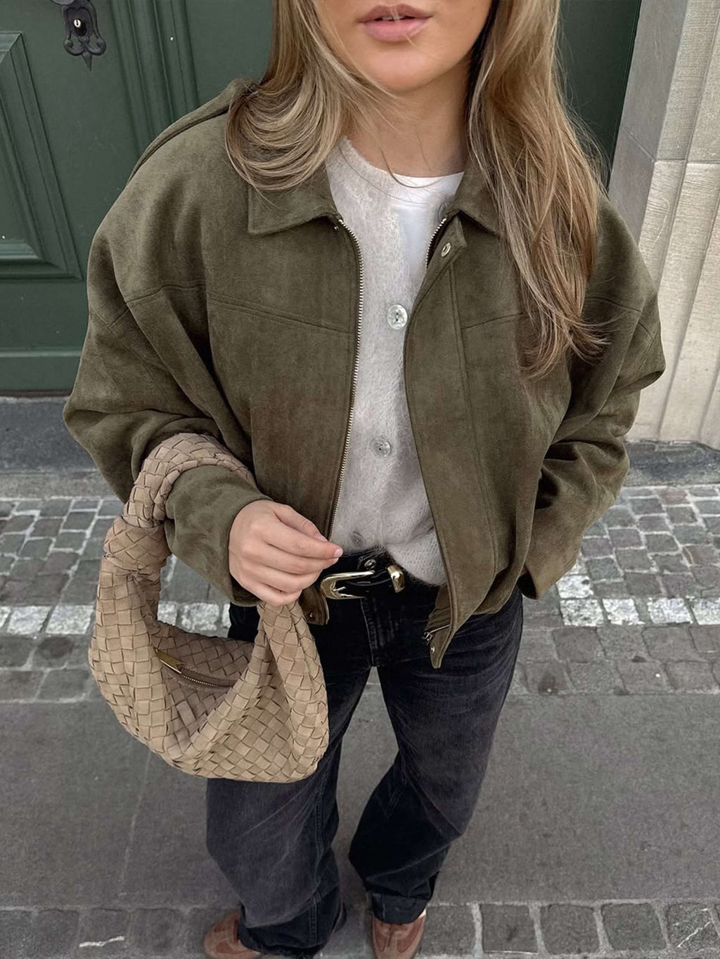 Fashion Glam | Suede Bomber Jacket