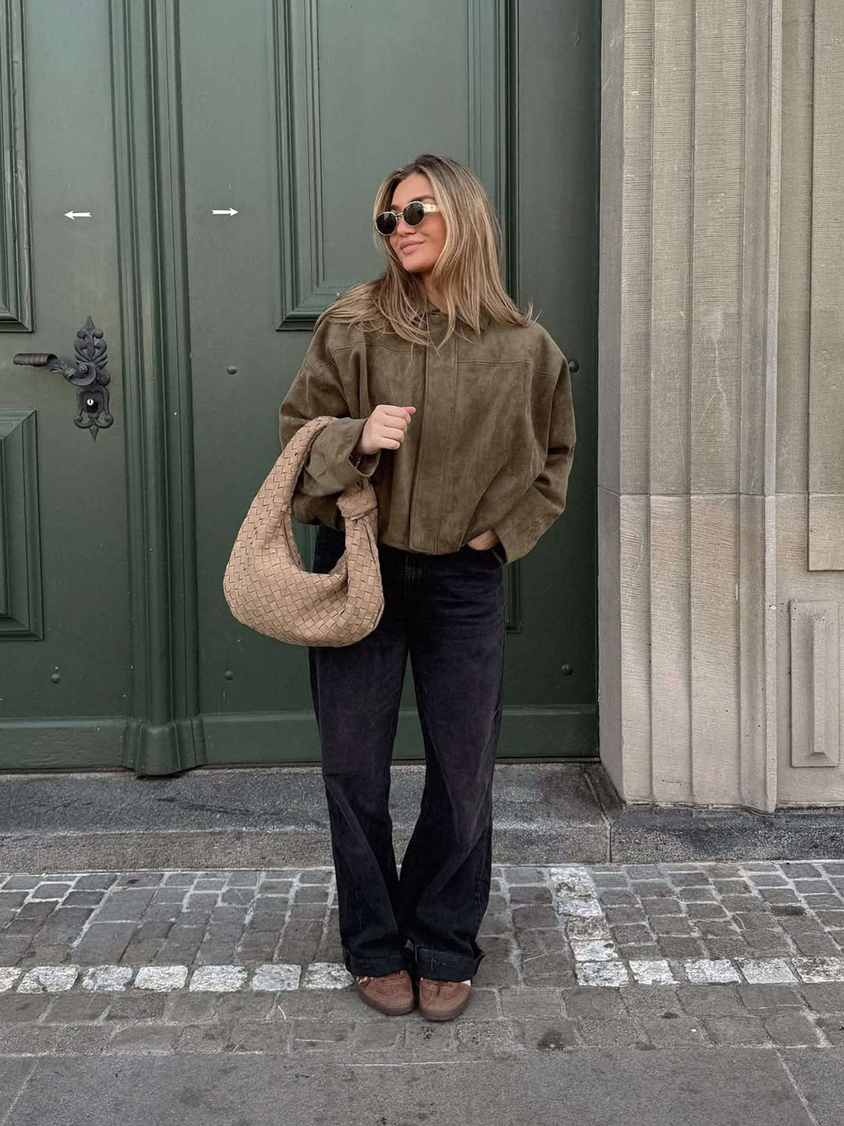 Fashion Glam | Suede Bomber Jacket