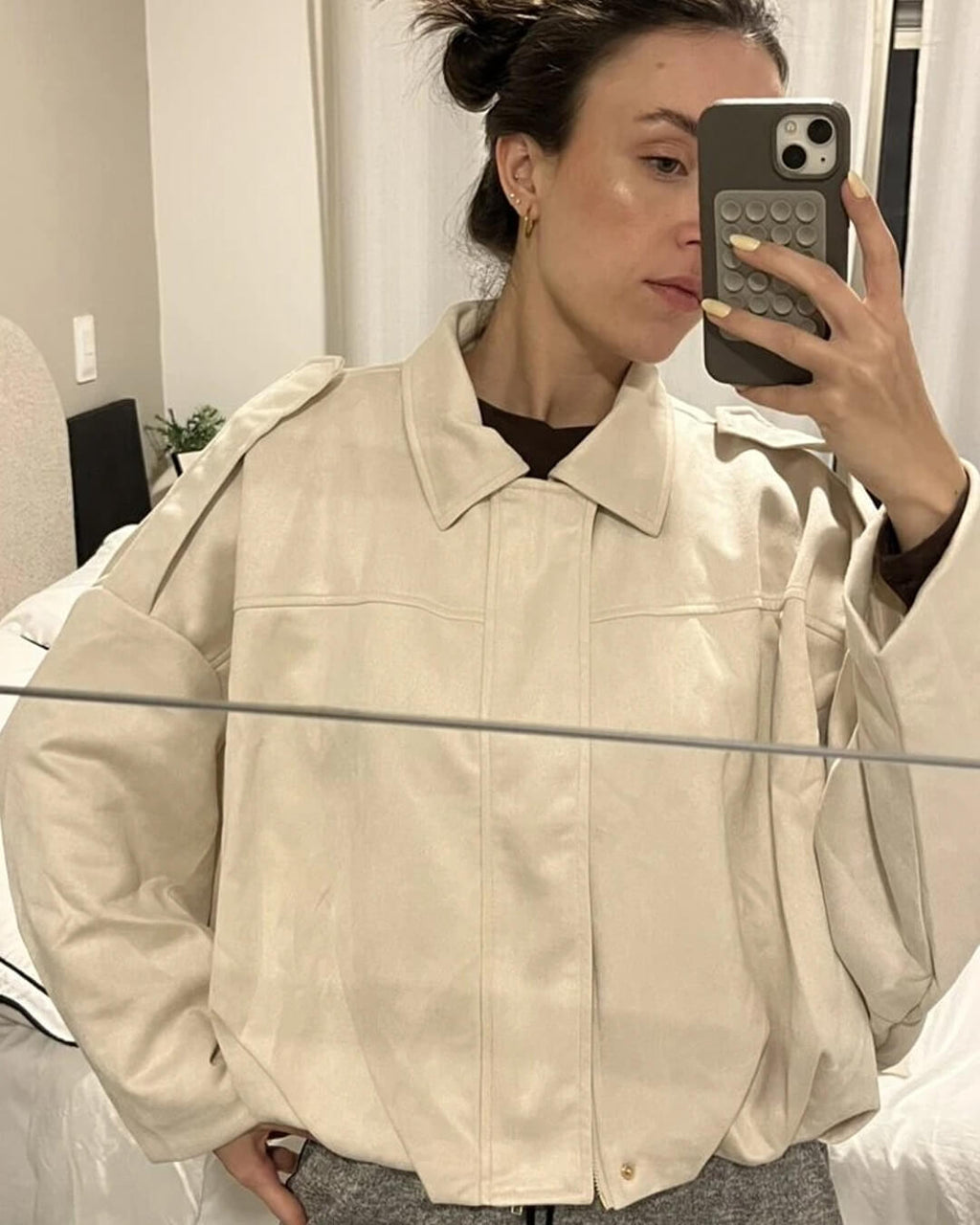 Fashion Glam | Suede Bomber Jacket
