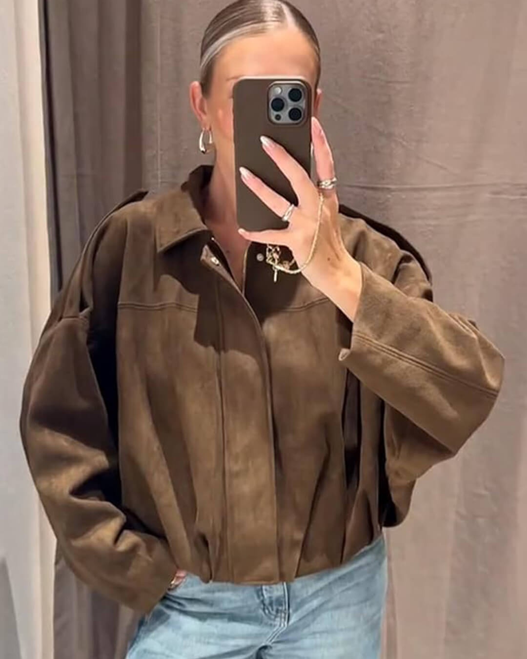 Fashion Glam | Suede Bomber Jacket