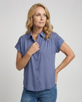 Short Sleeve Blouse Top Women with Crochet Accents-Fashion Glam