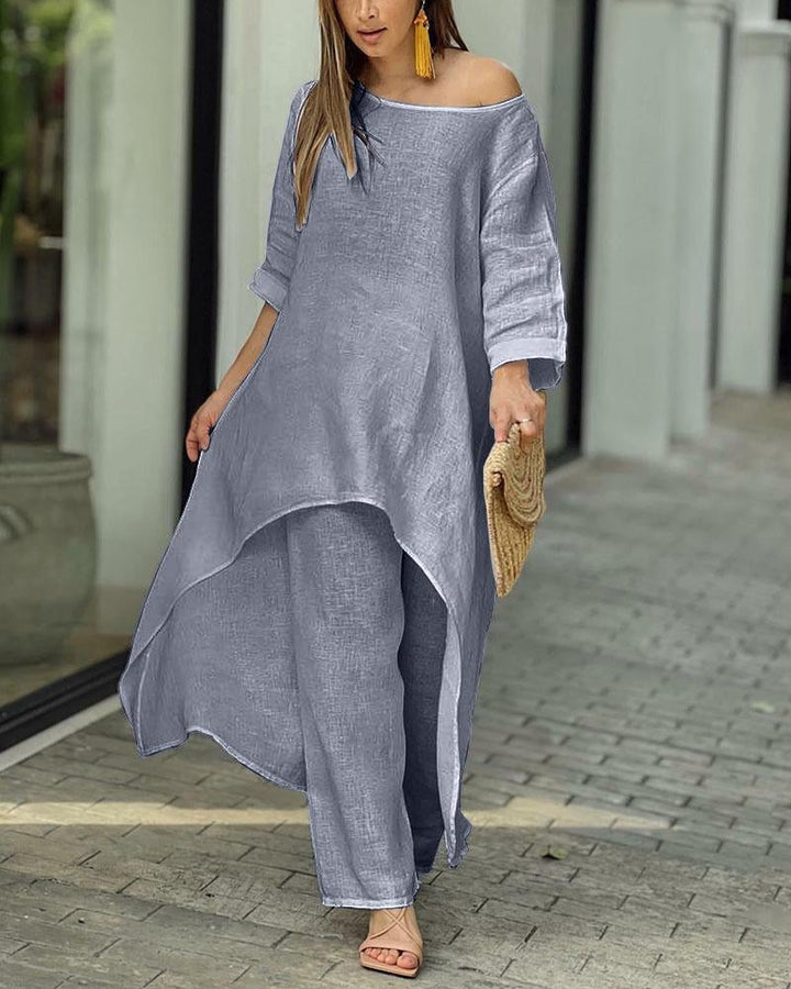 LYSAVINE – NATURAL LINEN TAILORED SET FOR WOMEN