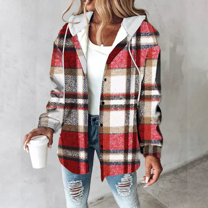 SERAPHINA – COZY PLAID HOODED SHACKET
