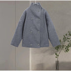Fashion Glam | Wool Blend Jacket with High Collar and Buttons
