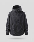 Unisex nan minimalist all-weather outdoor jacket with hood, windproof material, concealed zip pockets, and elastic hem Fashion Glam-Fashion Glam