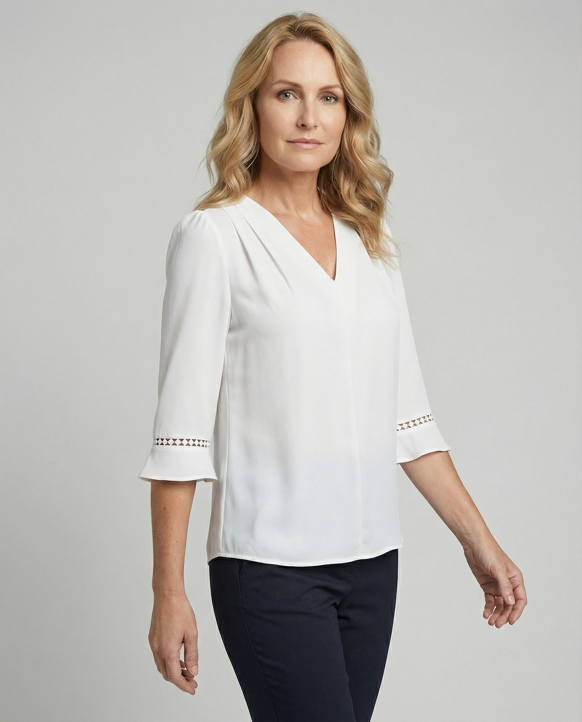 Women's Blouse Top Women's V-Neck Crepe