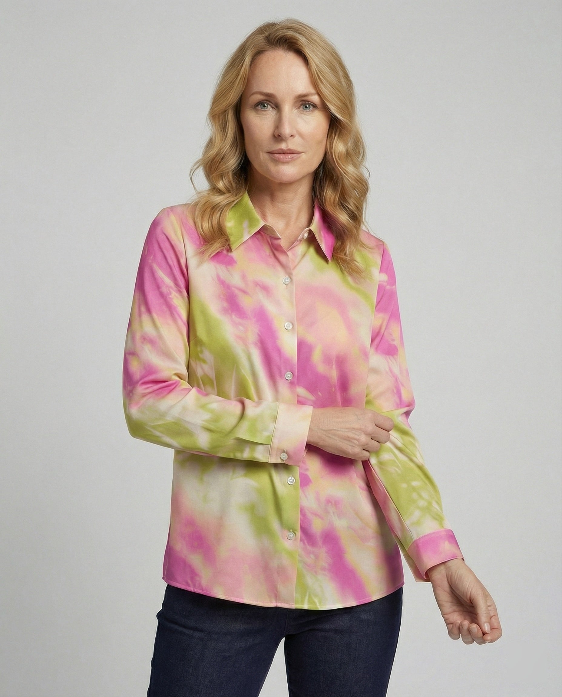 Women's Blouse Top Viscose Batik with Kent Collar