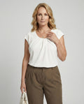 Women's blouse top elegant round neck