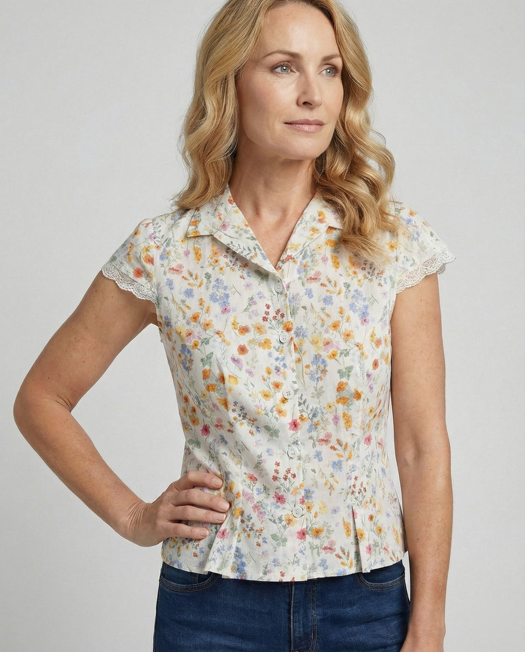 Women's Blouse Top Lace Short Sleeve
