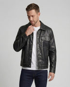 Men's Overshirt Jacket Leather Look