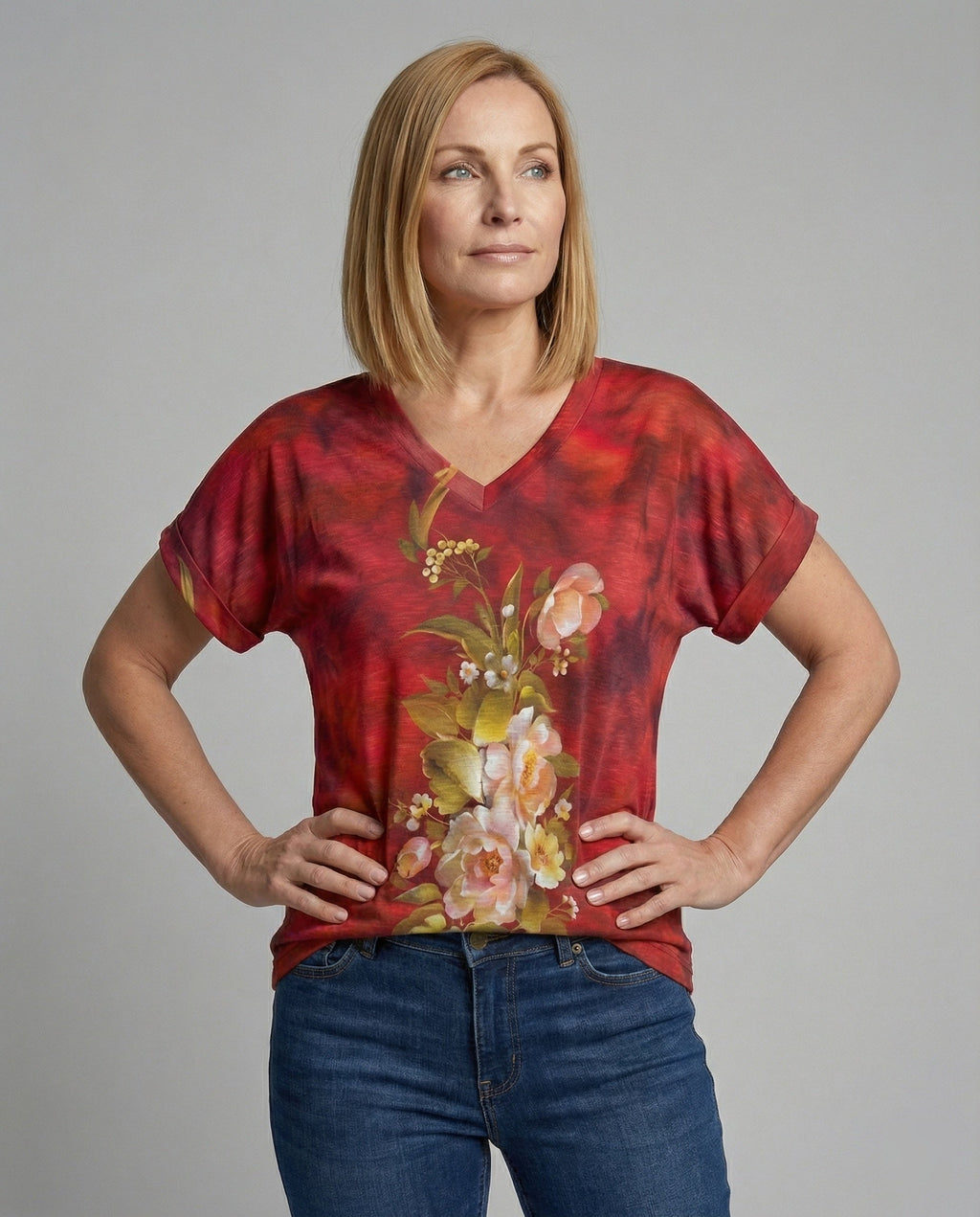 Blouses Tunic V-Neck Women Floral