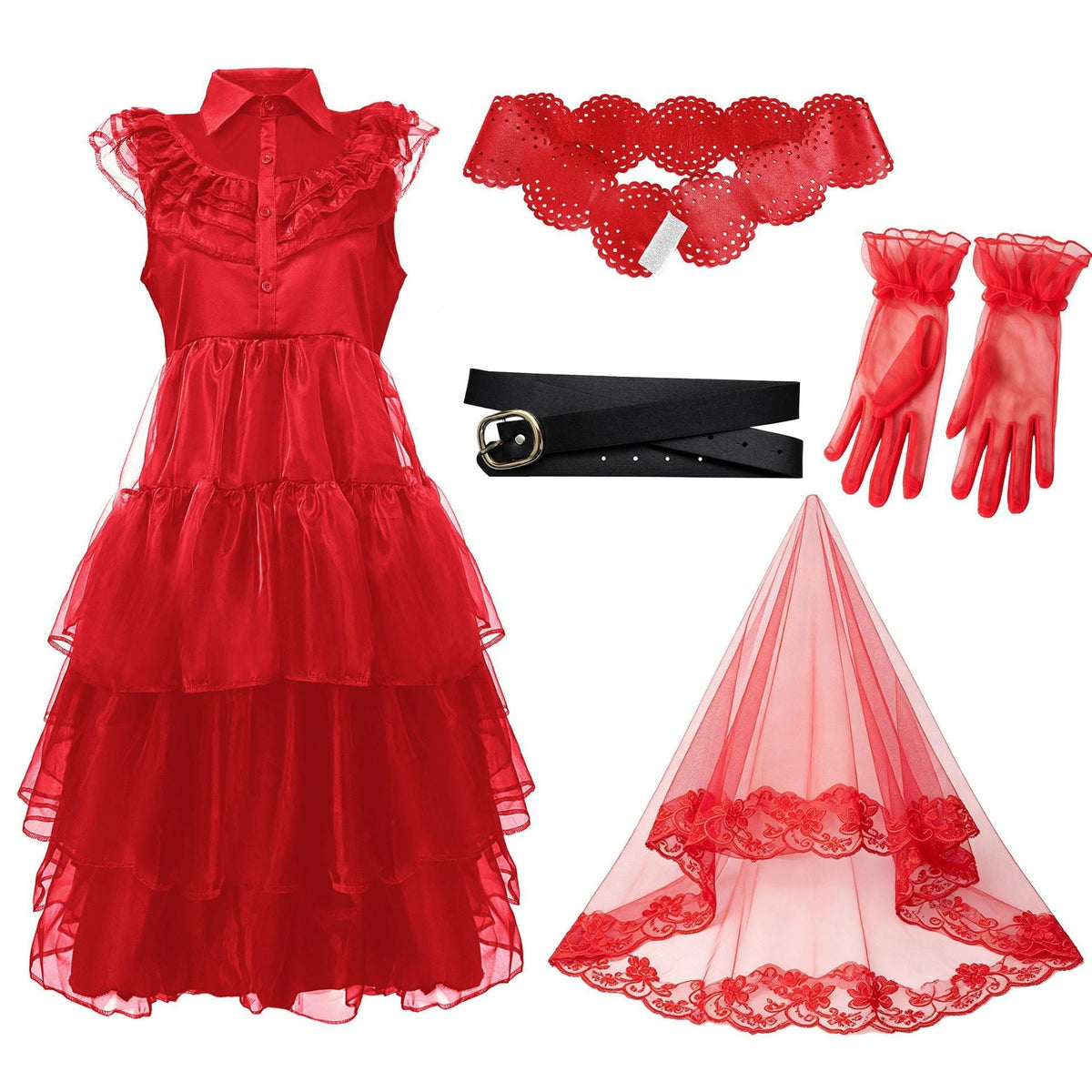 Women’s festive costume dress with voluminous tulle skirt and ruffles Fashion Glam
